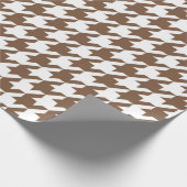 Bruin en Wit Houndstooth Patroon Wrapping Papier (Hoek)