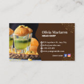 Bruin en Wit Illustratief Restaurant, Food Biz Visitekaartje (Achterkant)