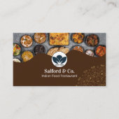 Bruin en Wit Illustratief Restaurant, Food Biz Visitekaartje (Voorkant)