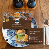 Bruin en Wit Illustratief Restaurant, Food Biz Visitekaartje