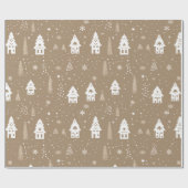 Bruin en wit Kerstmis Cadeaupapier (Vlak)