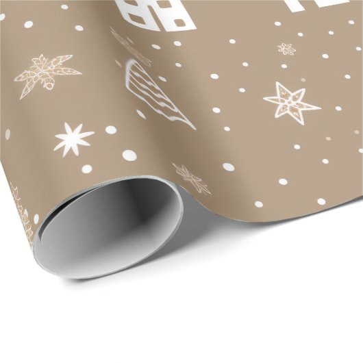 Bruin en wit Kerstmis Cadeaupapier (Rol Hoek)