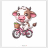 Bruin en Wit Koe Fietsen Sticker (Vel)