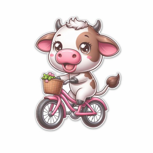 Bruin en Wit Koe Fietsen Sticker (Voorkant)