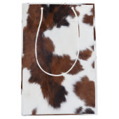 Bruin en Wit Koe Print Medium Cadeauzakje (Voorkant)