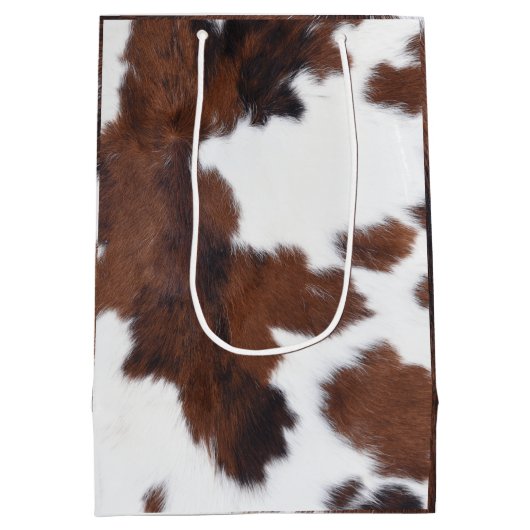 Bruin en Wit Koe Print Medium Cadeauzakje (Achterkant)