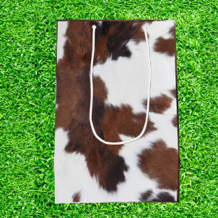 Bruin en Wit Koe Print Medium Cadeauzakje