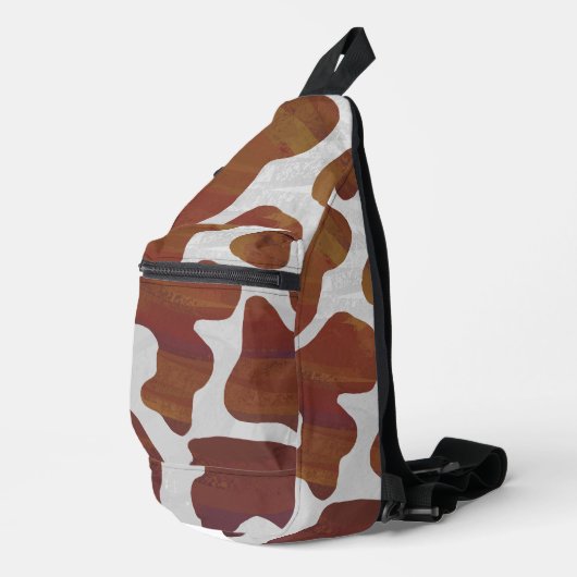 Bruin en Wit Koe Print Sling Bag (Rechterhoek)