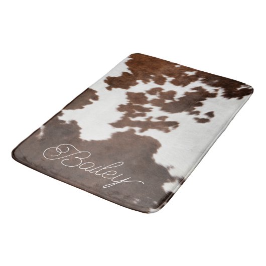Bruin en wit Koeienhuid Badmat (Gekanteld)