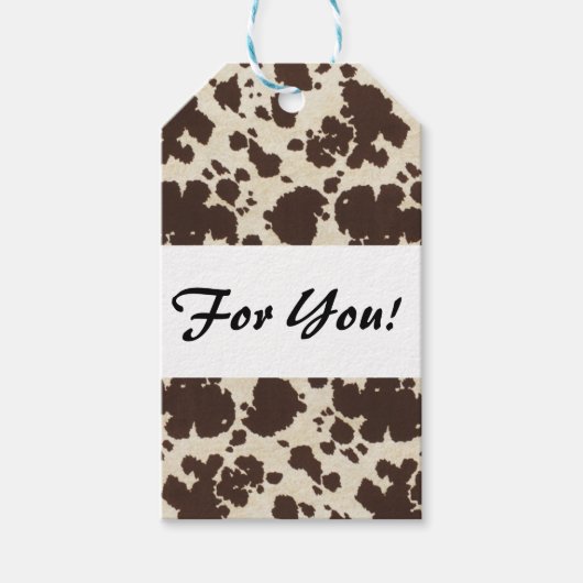 Bruin en Wit Koeienhuid cadeau labels Cadeaulabel (Voorkant)