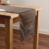 Bruin en wit Koeienhuid Korte Tafelloper (Voorbeeld)