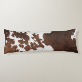 Bruin en wit Koeienhuid Lichaamskussen (Achterkant)