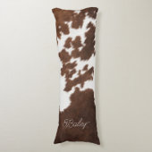 Bruin en wit Koeienhuid Lichaamskussen (Voorkant Verticaal)