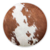 Bruin en wit koeienhuid realistische textuur keramische knop (Voorkant)