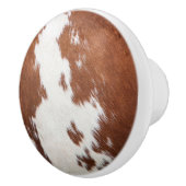 Bruin en wit koeienhuid realistische textuur keramische knop (Rechts)