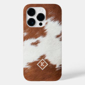 Bruin en wit koeienhuid textuur Monogram Case-Mate iPhone Case (Achterkant)
