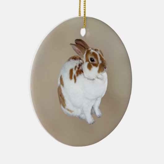 Bruin en wit konijn keramisch ornament (Rechts)