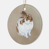 Bruin en wit konijn keramisch ornament (Links)