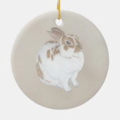Bruin en wit konijn keramisch ornament (Achterkant)