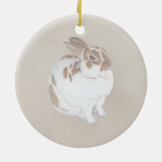 Bruin en wit konijn keramisch ornament (Achterkant)