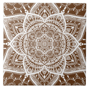 Bruin en wit Mandala - Loergann in Acorn Tegeltje