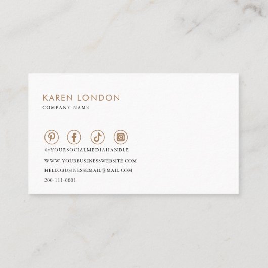 Bruin en Wit Minimalistisch financieel adviseur Visitekaartje (Achterkant)