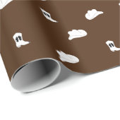 Bruin en Wit Minimalistische Cowboy Rodeo Patroon Cadeaupapier (Rol Hoek)