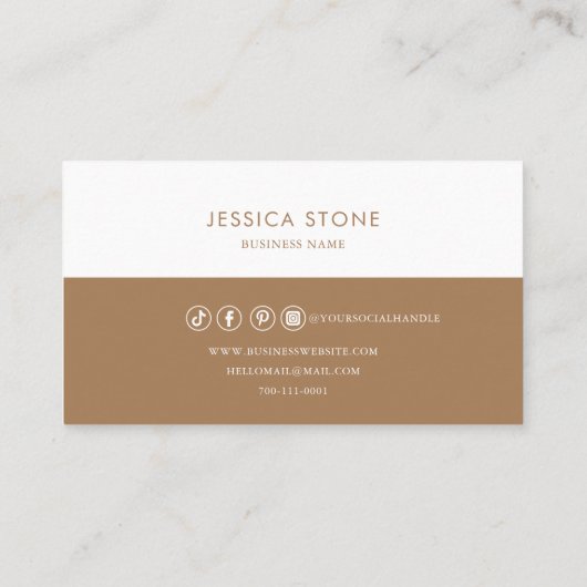 Bruin en Wit Minimalistische Moderne Therapeut Visitekaartje (Achterkant)