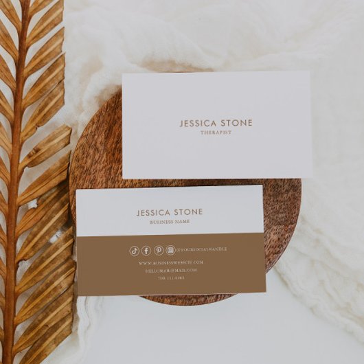 Bruin en Wit Minimalistische Moderne Therapeut Visitekaartje