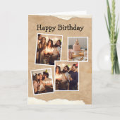 Bruin en Wit Minimalistische Verjaardag Fotocollag Kaart (Voorkant)
