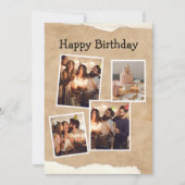Bruin en Wit Minimalistische Verjaardag Fotocollag Kaart (Voorkant)