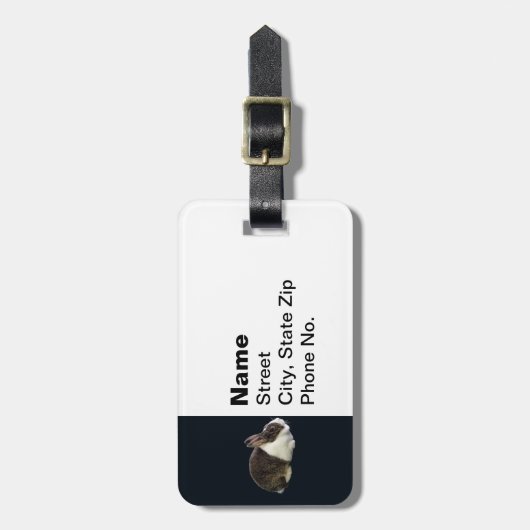 Bruin en wit Nederlands konijn Bagagelabel (Voorkant verticaal)