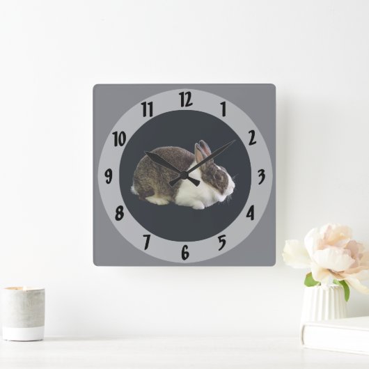 Bruin en wit Nederlands konijn Vierkante Klok (Huis)