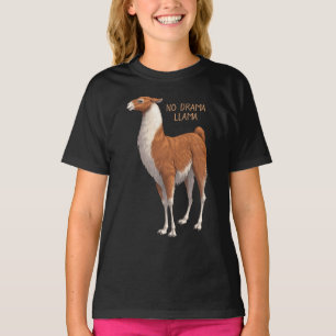 Bruin en wit Nee Drama Llama T-shirt