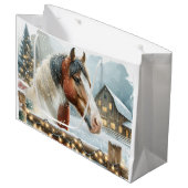Bruin en Wit Paard Country Kerstmis Groot Cadeauzakje (Voorkant Gekanteld)