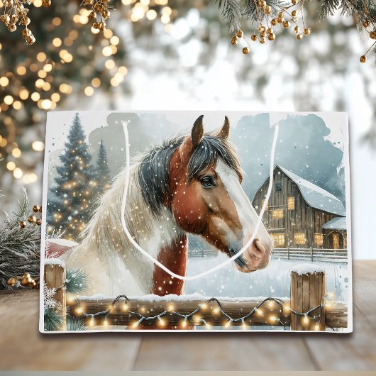 Bruin en Wit Paard Country Kerstmis Groot Cadeauzakje