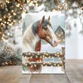 Bruin en Wit Paard Country Kerstmis Kaart