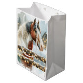Bruin en Wit Paard Country Kerstmis Medium Cadeauzakje (Voorkant Gekanteld)