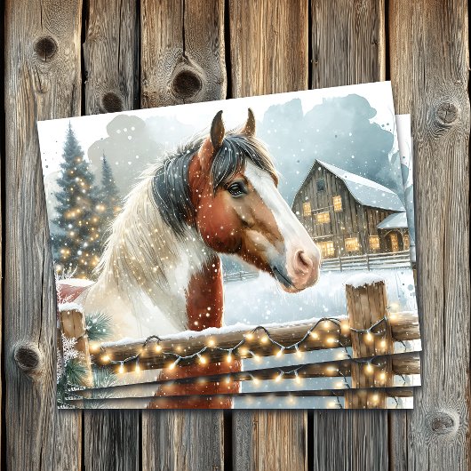 Bruin en Wit Paard Country Kerstmis Tissuepapier