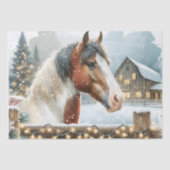 Bruin en Wit Paard Country Kerstmis Tissuepapier (Voorkant)