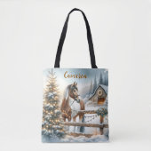  bruin en wit paard gepersonaliseerd tote bag (Voorkant)