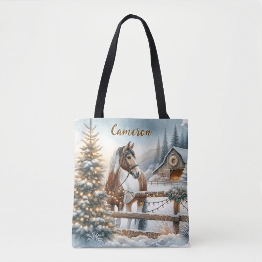 bruin en wit paard gepersonaliseerd tote bag (Voorkant)