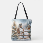  bruin en wit paard gepersonaliseerd tote bag (Achterkant)