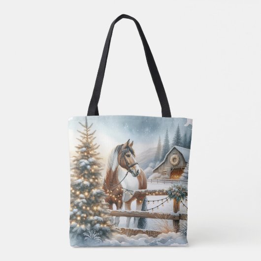  bruin en wit paard gepersonaliseerd tote bag (Achterkant)