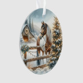 Bruin en wit paard gepersonaliseerde kerst ornament (voorkant)