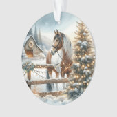 Bruin en wit paard gepersonaliseerde kerst ornament (voorkant)
