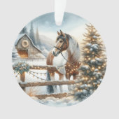 Bruin en wit paard gepersonaliseerde kerst ornament (voorkant)