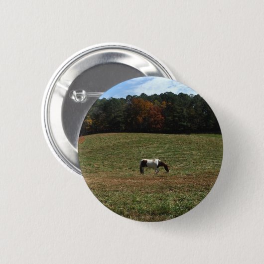 Bruin en wit paard ronde button 5,7 cm (Voorkant /achterkant)