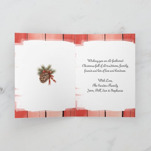 Bruin en Wit Paard Rustiek Boerderij Kerst Feestdagen Kaart (Binnen)