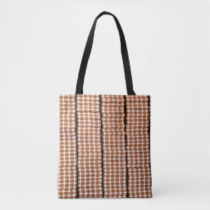 Bruin en wit retro tote bag